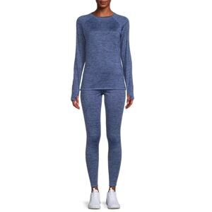 2/$30 ClimateRight by Cuddl Duds Plush High Rise Leggings Space Dye Blue #8432